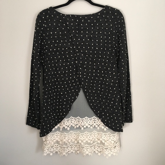 Anthropologie A’reve polka dot lace trim sweater - Picture 4 of 8